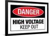 High Voltage Warning Keep Out Plastic Sign-null-Framed Art Print