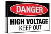 High Voltage Warning Keep Out Plastic Sign-null-Stretched Canvas