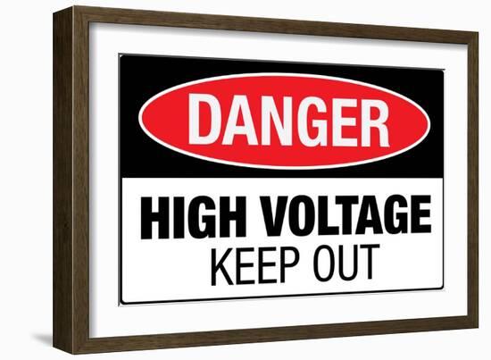 High Voltage Warning Keep Out Plastic Sign-null-Framed Premium Giclee Print