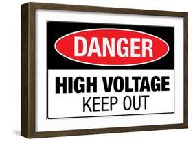 High Voltage Warning Keep Out Plastic Sign-null-Framed Premium Giclee Print