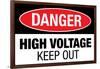 High Voltage Warning Keep Out Plastic Sign-null-Framed Art Print