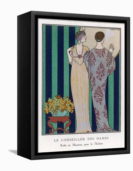 High-Waisted Clinging Gown-Georges Barbier-Framed Stretched Canvas