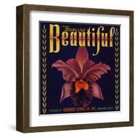 Highland Beautiful Brand - Highland, California - Citrus Crate Label-Lantern Press-Framed Art Print