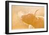 Highland Cow Misted Breath at Sunset-null-Framed Photographic Print