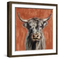 Highland Cow on Terracotta-Silvia Vassileva-Framed Art Print