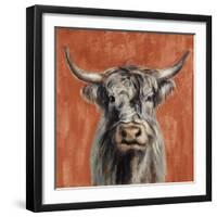 Highland Cow on Terracotta-Silvia Vassileva-Framed Art Print