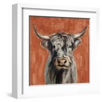 Highland Cow on Terracotta-Silvia Vassileva-Framed Art Print