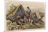 Highland Drovers Eating around a Small Fire. their Cattle Can Be Seen in the Distance-null-Mounted Premium Giclee Print