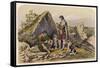 Highland Drovers Eating around a Small Fire. their Cattle Can Be Seen in the Distance-null-Framed Stretched Canvas