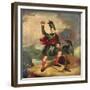 Highland Hunter with Dog and Dead Deer, c.1850-null-Framed Giclee Print