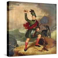Highland Hunter with Dog and Dead Deer, c.1850-null-Stretched Canvas