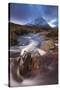 Highland Stream Running Through Rannoch Moor Towards Buachaille Etive Mor Mountain, Scotland-Adam Burton-Stretched Canvas