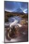 Highland Stream Running Through Rannoch Moor Towards Buachaille Etive Mor Mountain, Scotland-Adam Burton-Mounted Photographic Print