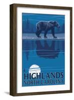 Highlands, North Carolina - Bear at Night-Lantern Press-Framed Art Print