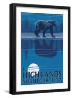 Highlands, North Carolina - Bear at Night-Lantern Press-Framed Art Print