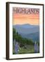 Highlands, North Carolina - Bear Family and Spring Flowers-Lantern Press-Framed Art Print