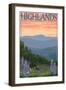 Highlands, North Carolina - Bear Family and Spring Flowers-Lantern Press-Framed Art Print