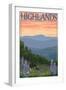 Highlands, North Carolina - Bear Family and Spring Flowers-Lantern Press-Framed Art Print