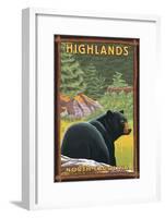 Highlands, North Carolina - Black Bear in Forest-Lantern Press-Framed Art Print