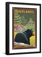 Highlands, North Carolina - Black Bear in Forest-Lantern Press-Framed Art Print