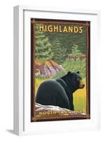 Highlands, North Carolina - Black Bear in Forest-Lantern Press-Framed Art Print