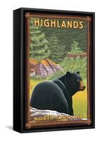 Highlands, North Carolina - Black Bear in Forest-Lantern Press-Framed Stretched Canvas