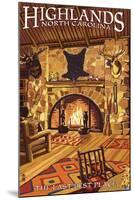 Highlands, North Carolina - Lodge Interior-Lantern Press-Mounted Art Print