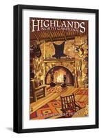 Highlands, North Carolina - Lodge Interior-Lantern Press-Framed Art Print