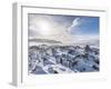 Highlands of Iceland Close to the Ring Road During Winter in Stormy and Sunny Weather Conditions-Martin Zwick-Framed Photographic Print