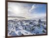 Highlands of Iceland Close to the Ring Road During Winter in Stormy and Sunny Weather Conditions-Martin Zwick-Framed Photographic Print