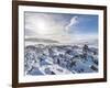 Highlands of Iceland Close to the Ring Road During Winter in Stormy and Sunny Weather Conditions-Martin Zwick-Framed Photographic Print