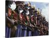 Highlands Warrior Marching Performance at Sing Sing Festival, Papua New Guinea-Keren Su-Stretched Canvas