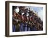 Highlands Warrior Marching Performance at Sing Sing Festival, Papua New Guinea-Keren Su-Framed Premium Photographic Print