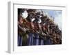 Highlands Warrior Marching Performance at Sing Sing Festival, Papua New Guinea-Keren Su-Framed Premium Photographic Print