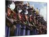 Highlands Warrior Marching Performance at Sing Sing Festival, Papua New Guinea-Keren Su-Mounted Photographic Print