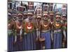 Highlands Warriors Marching Performance at Sing Sing Festival, Mt. Hagen, Papua New Guinea-Keren Su-Mounted Photographic Print