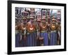 Highlands Warriors Marching Performance at Sing Sing Festival, Mt. Hagen, Papua New Guinea-Keren Su-Framed Photographic Print