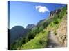 Highline Trail Traverses Under the Garden Wall, Glacier National Park, Montana, USA-Jamie & Judy Wild-Stretched Canvas