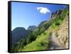 Highline Trail Traverses Under the Garden Wall, Glacier National Park, Montana, USA-Jamie & Judy Wild-Framed Stretched Canvas