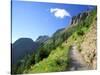 Highline Trail Traverses Under the Garden Wall, Glacier National Park, Montana, USA-Jamie & Judy Wild-Stretched Canvas