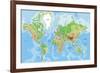 Highly Detailed Physical World Map with Labeling. Vector Illustration.-Bardocz Peter-Framed Art Print