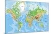 Highly Detailed Physical World Map with Labeling. Vector Illustration.-Bardocz Peter-Mounted Art Print