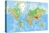 Highly Detailed Physical World Map with Labeling. Vector Illustration.-Bardocz Peter-Stretched Canvas