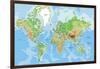 Highly Detailed Physical World Map with Labeling. Vector Illustration.-Bardocz Peter-Framed Art Print