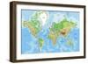 Highly Detailed Physical World Map with Labeling. Vector Illustration.-Bardocz Peter-Framed Premium Giclee Print