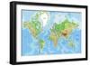 Highly Detailed Physical World Map with Labeling. Vector Illustration.-Bardocz Peter-Framed Premium Giclee Print