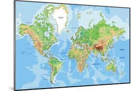 Highly Detailed Physical World Map with Labeling. Vector Illustration.-Bardocz Peter-Mounted Premium Giclee Print