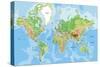 Highly Detailed Physical World Map with Labeling. Vector Illustration.-Bardocz Peter-Stretched Canvas