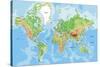 Highly Detailed Physical World Map with Labeling. Vector Illustration.-Bardocz Peter-Stretched Canvas