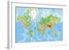 Highly Detailed Physical World Map with Labeling. Vector Illustration.-Bardocz Peter-Framed Art Print